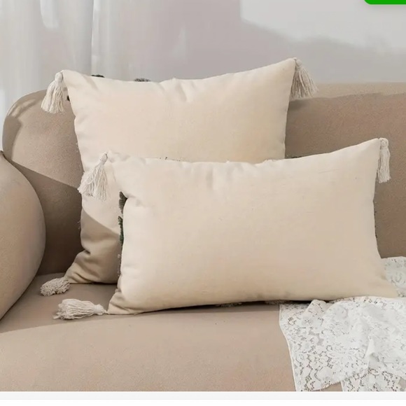 Boho Tufted Tassel Throw Pillow Covers -set of 2 - Picture 2 of 8